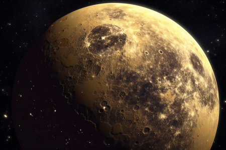 Moon in outer space with stars and nebula.の素材