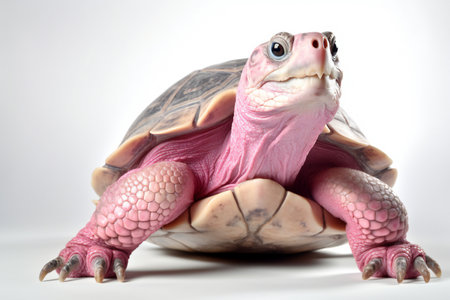 turtle on a white background, close-up, studio shotの素材