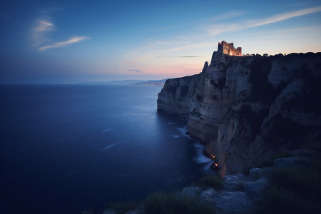 Sunset at the cliff of Etretat, Normandy, Franceの素材