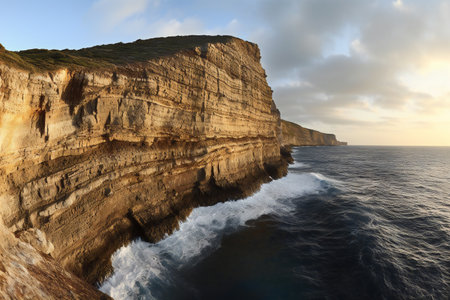 Cliffs on the Great Ocean Road at sunset, Victoria, Australiaの素材