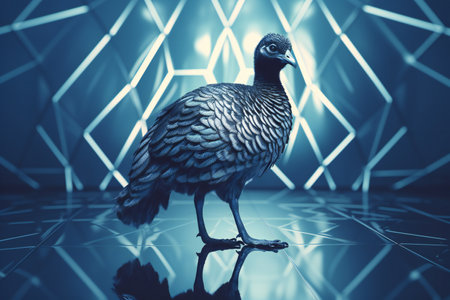 a pheasant on a futuristic background.の素材