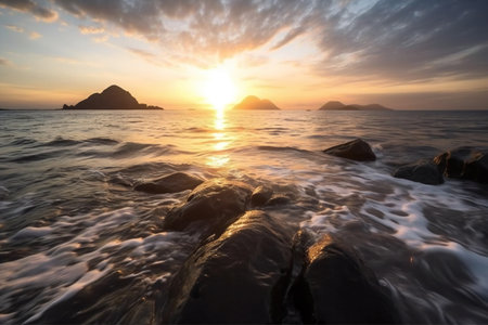 Beautiful sunset at the sea. Seascape. Nature composition.の素材