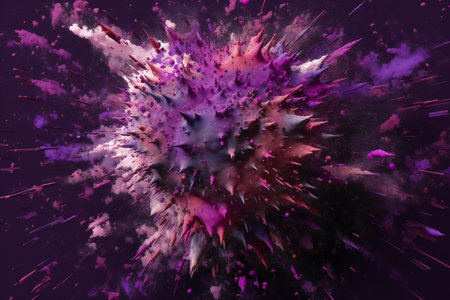 abstract colorful explosion on a dark purple background.の素材