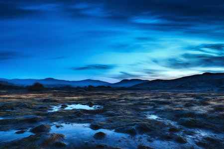 Beautiful fantasy landscape. Dramatic sky. Artistic style.の素材