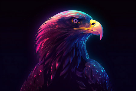 Eagle head on dark background.の素材