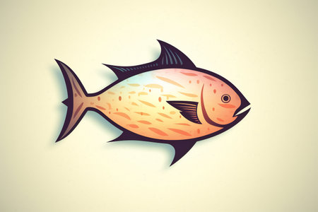 Illustration of a fish on a white background, retro style.の素材