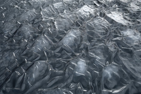 abstract background of crumpled plastic film on water surface close upの素材