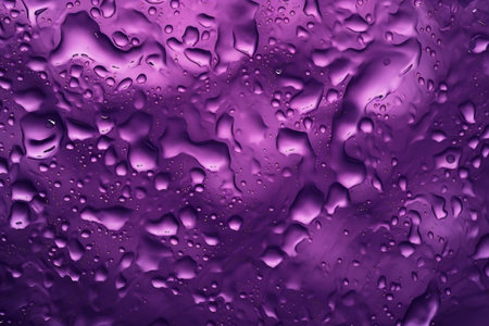 Water drops on purple background. Water drops texture. Water drops backgroundの素材