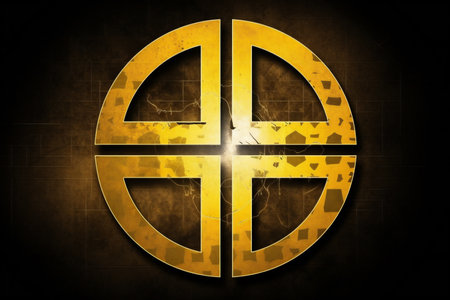 Grunge peace symbol on a grunge textured background.の素材