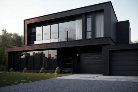 modern cozy house with garage for sale or rentの素材