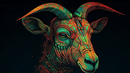 Zodiac sign Goat. Zodiac symbol of the year.の素材