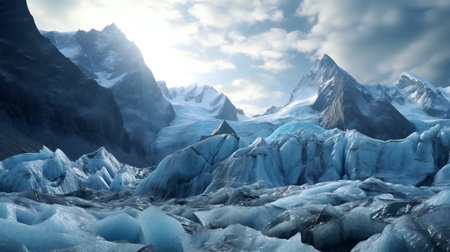 Panoramic view of the glacier in the Himalayas.の素材