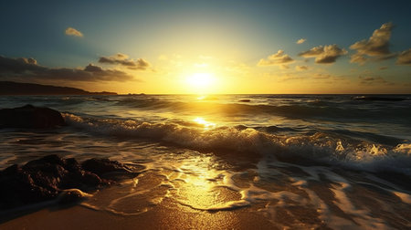 Beautiful sunset over the sea. Beautiful seascape. Dramatic scene.の素材