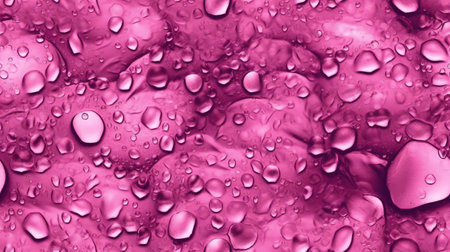 Water drops on pink background. Abstract water drops texture. Water drops background.の素材