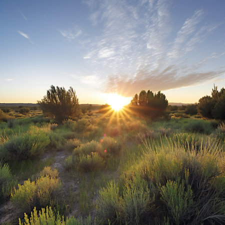 Sunset in the prairie, Colorado, United States of America.の素材