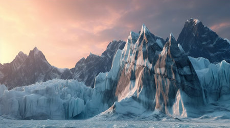 Glacier at sunset. Panoramic image.の素材
