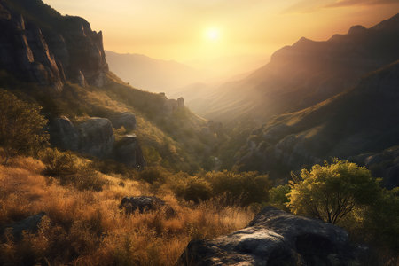 Mountain landscape at sunset. Crimea, Ukraine, Europe. Beauty world.の素材