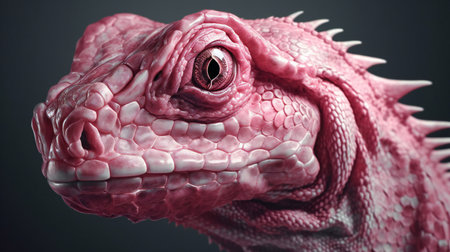 Pink chameleon isolated on black background.の素材