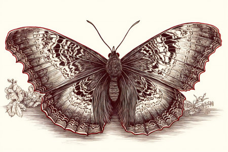 butterfly on a white background. hand-drawn illustration.の素材