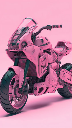 Pink sport bike on a pink background. digital drawing.の素材