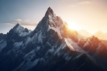 Mountain landscape at sunset in Himalayas, Nepal, Asiaの素材