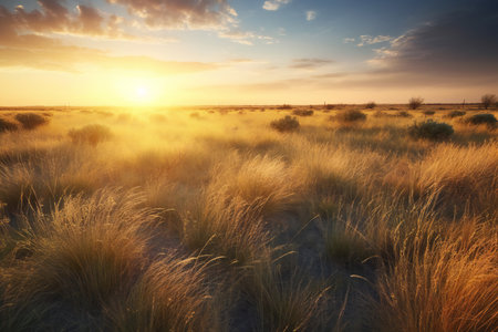 Beautiful sunset over the steppe. Landscape. Russia.の素材