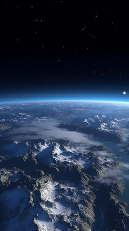 View of the planet Earth from space during a sunriseの素材