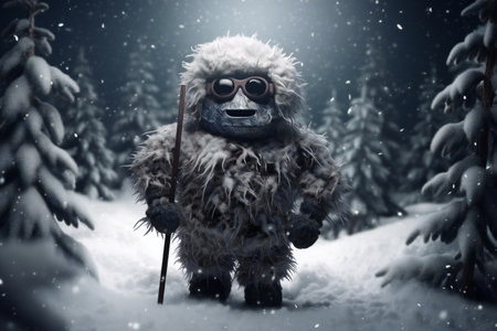 Fairy tale character in a winter forest.の素材