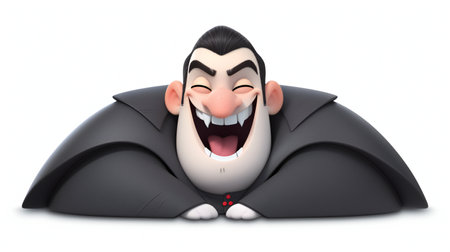 Cartoon vampire lying on the floor, isolated on white background.の素材