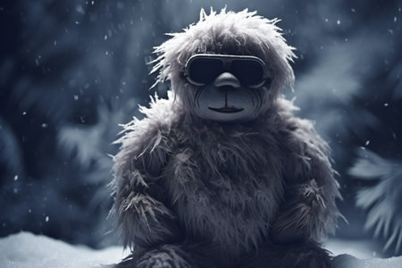 teddy bear in the winter forest.の素材