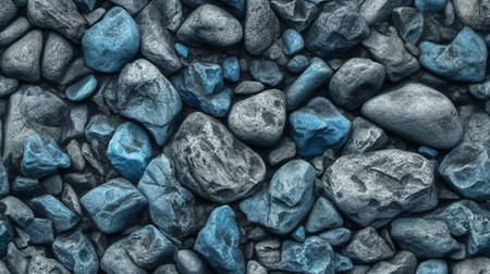 Background of blue pebbles. Texture of stones. Background for design.の素材