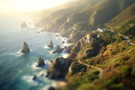 Coast of California, USA. Beautiful seascape at sunset.の素材