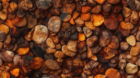 Pile of pebbles as background texture, top view.の素材