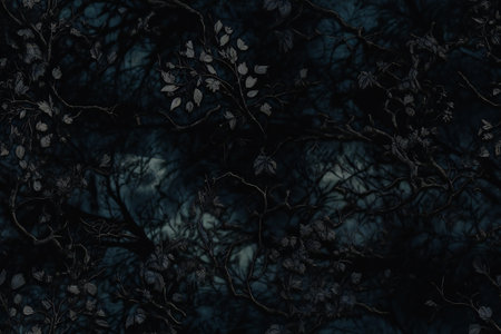 Dark tree branches on a dark blue background.の素材