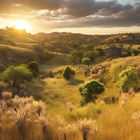 Sunset over the valley. Sardinia, Italy, Europe.の素材