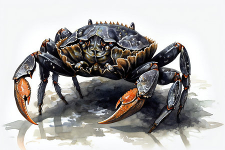 illustration of a crab on a white background with watercolorsの素材