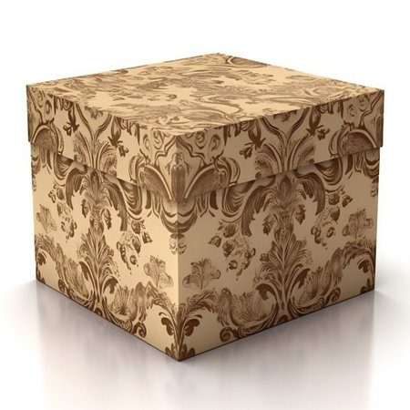 a gift box with floral pattern on a white backgroundの素材