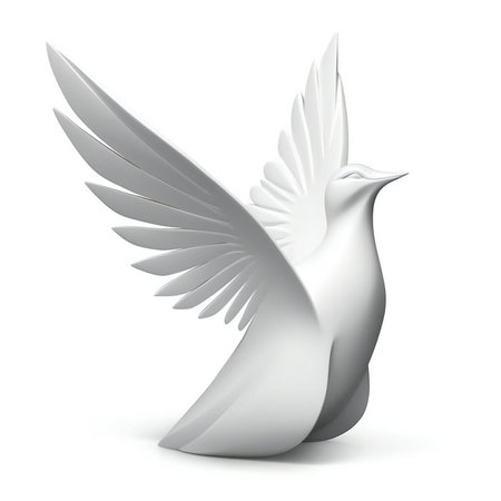 white dove of peace on a white background.の素材