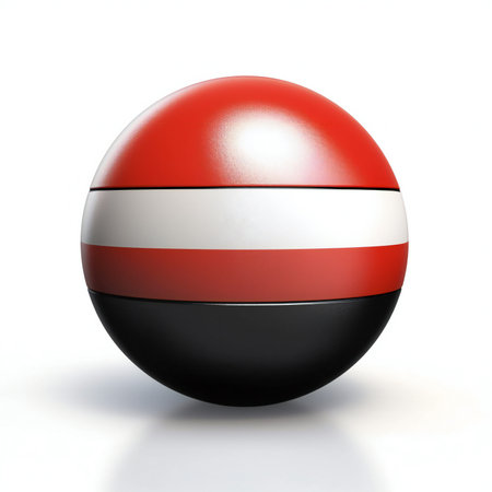 Austria flag sphere on a white background.の素材