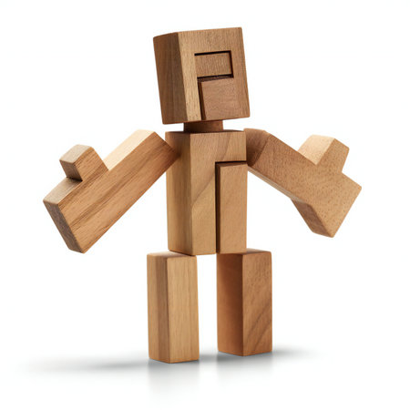 Wooden man isolated on white background.の素材