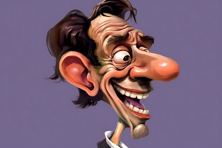 illustration of a man with a funny expression on his faceの素材