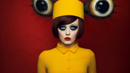 Fashion shot of a beautiful young woman with creative make-upの素材