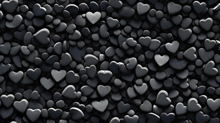 a lot of hearts in black and white colorsの素材
