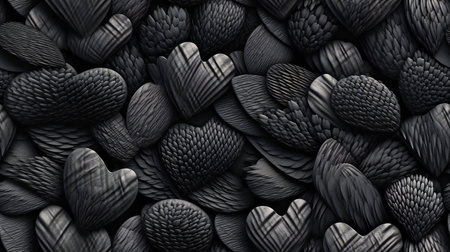 Black heart shape pattern background.の素材