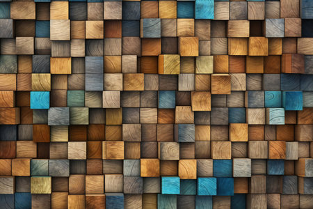 Wooden cubes texture. Abstract background.の素材