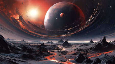 Alien Planet Computer Artwork. Science fiction.の素材