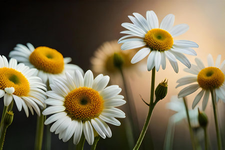 Beautiful daisies on the meadow. Nature background.の素材