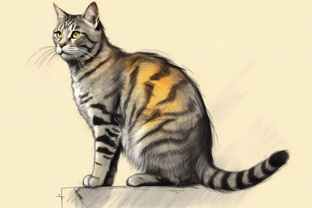 Sketch of a cat on a white background with space for textの素材