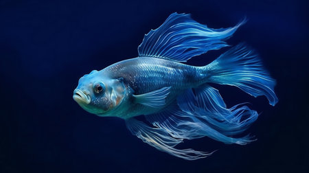Close-up of a blue siamese fighting fish (Betta splendens)の素材