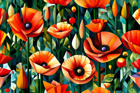 Seamless floral pattern with poppies.の素材